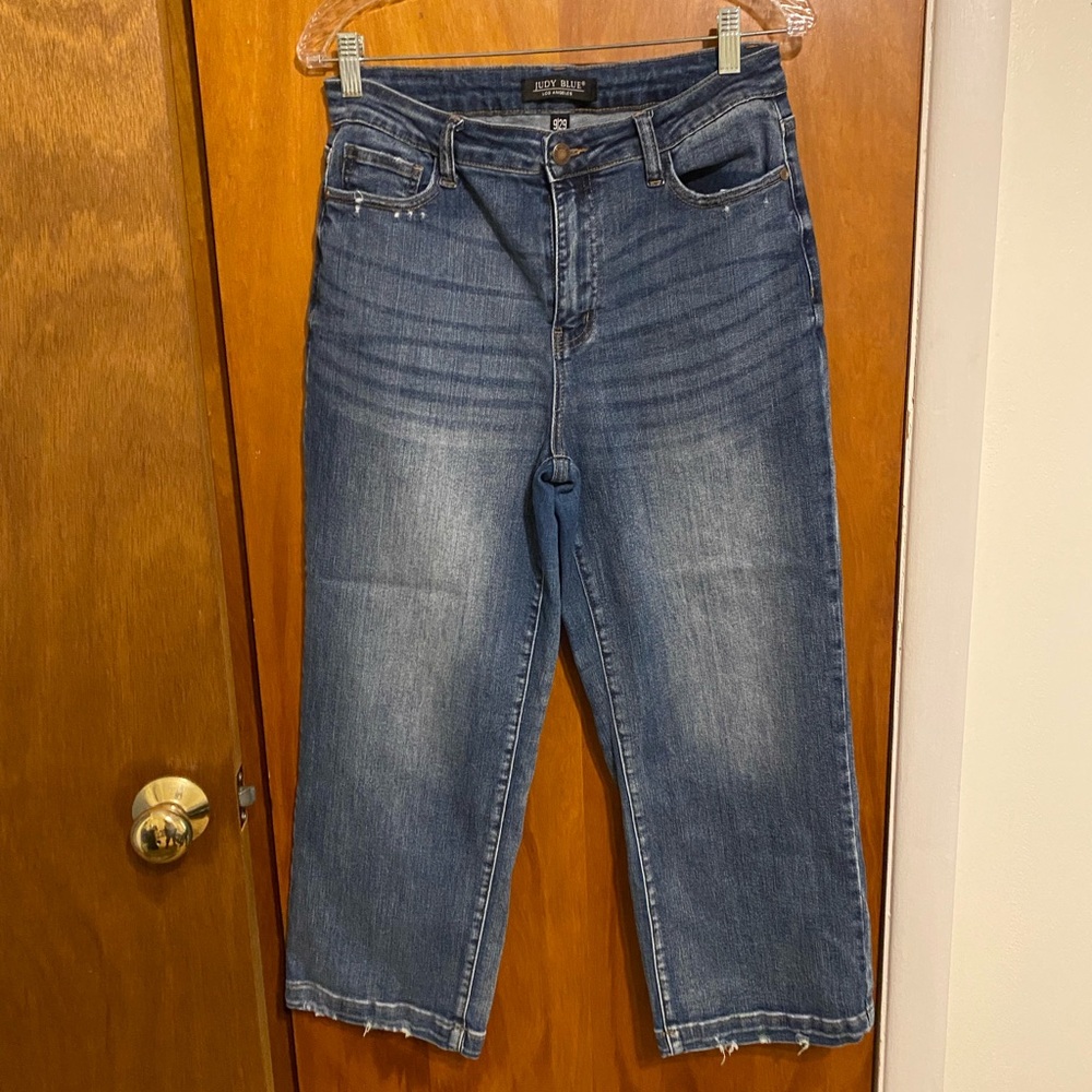 Judy Blue LA Classic Wash Blue Denim Wide Leg Crop Jeans, Women’s Size 9/29